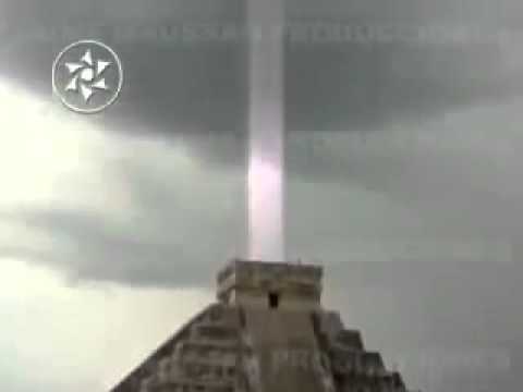 Light Beam  Maya Chichen Itza Pyramid