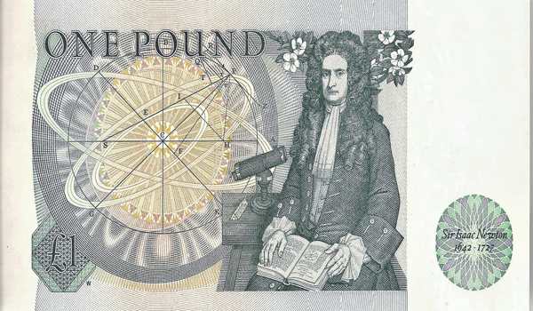 Reverse of same  – Portrait of Isaac Newton