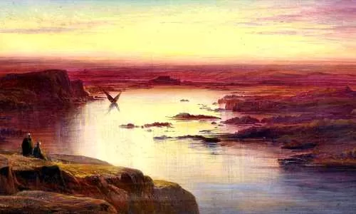 Edward Lear – Sunset on the Nile above Aswan 1871