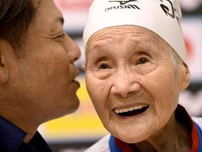 A 101-year-old Japanese swimmer wants to break more records.