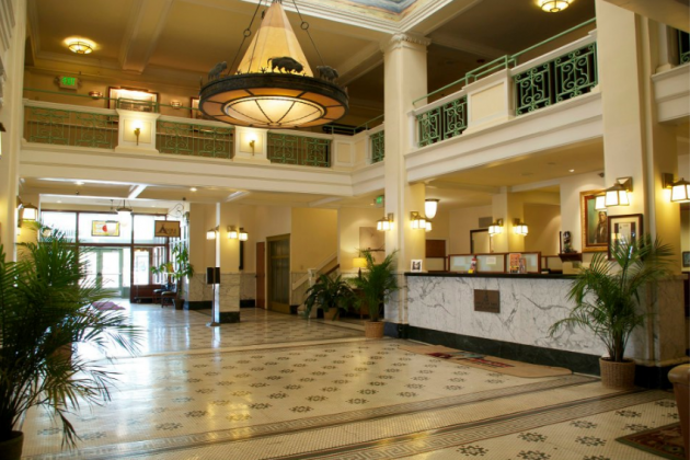 Balconies above lobby